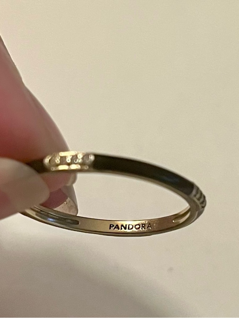 Pandora Black Enamel & Stones Statement Ring Size 10.5 (Pandora Size 64)